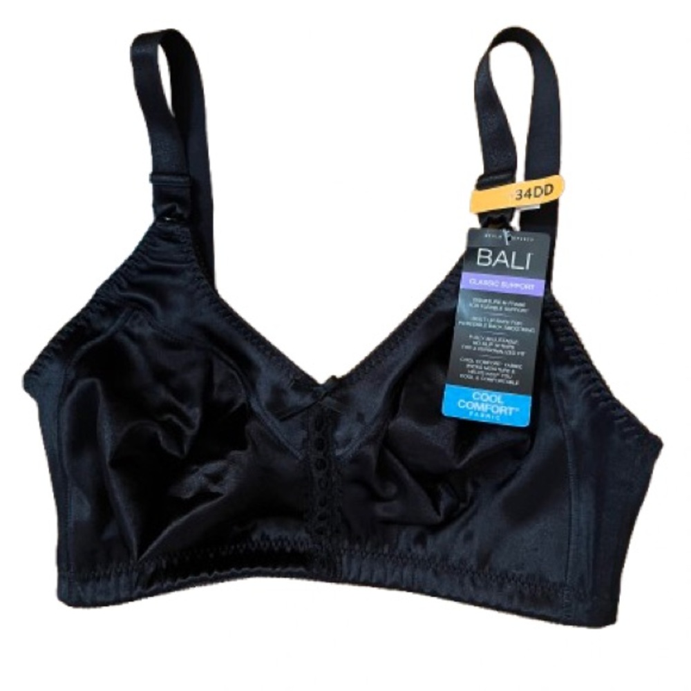 NWT Classic Support Cool Comfort Bali Black Non-Wired Bra Size 34DD